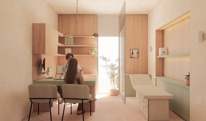Clinico consulting suite with warm timber detailing